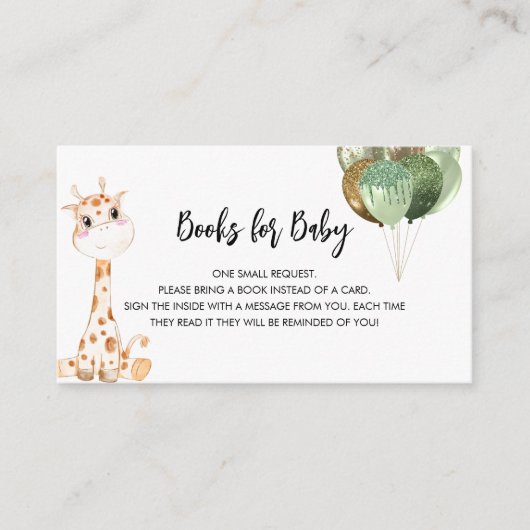Anfrage für ein Giraffenbaby-Duschbuch Begleitkarte (Vorderseite)