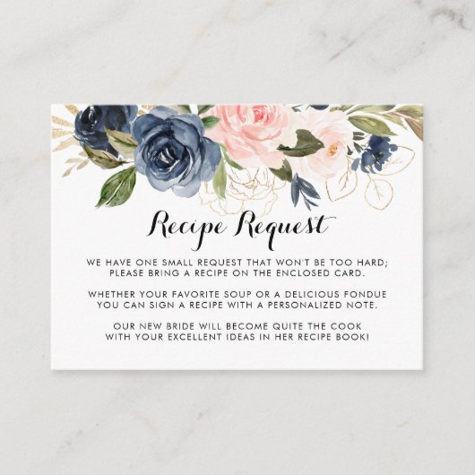 Anfrage nach einem Hochzeitsrabatt von Gold Navy B Begleitkarte (Vorderseite)