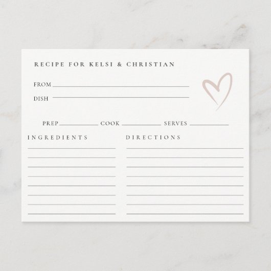 Anfrage nach einem Rezept für ein Brautparty mit m Postkarte (Vorderseite)