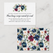 Anfrage nach einer Rezeptkarte für navy Blue Flora Begleitkarte (Vorne/Hinten)