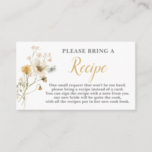 Anfrage nach einer Wildblume-Brautparty-Rezept-Kar Begleitkarte (Vorderseite)