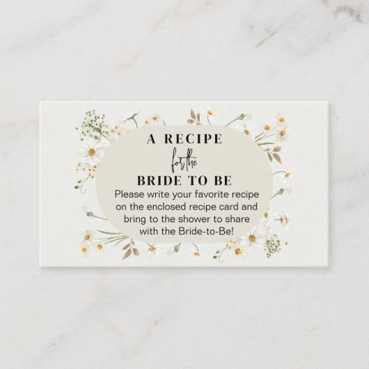 Anfrage nach Rezept für Brautparty Dasy Wildblume Visitenkarte (Vorderseite)
