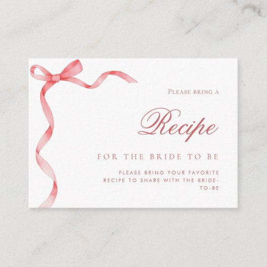 Anfrage nach Rezepten für das Rosa Brautparty Begleitkarte (Vorderseite)