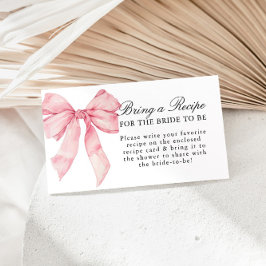 Anfrage nach Rezepten für Rosa Brautparty Begleitkarte