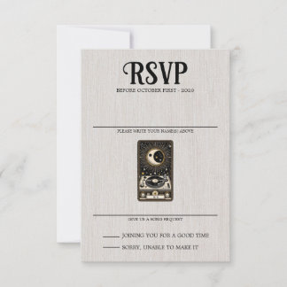Anfrage zum Hochzeitssong des Tarots RSVP Karte