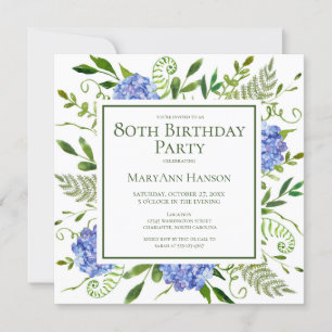 Anfrage zur Blue Hydrangeas Card des 80. Geburtsta Einladung