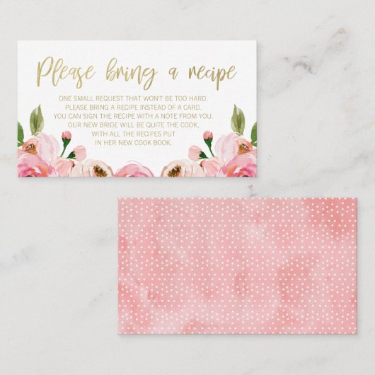 Anfrage zur Rosa Gold Floral Brautparty Visitenkarte (Vorne/Hinten)