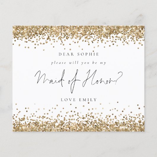 Anfrage zur Trauzeugin von Gold-Glitzer (Vorderseite)