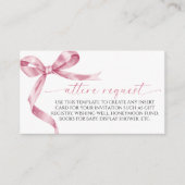 Anfragekarte für die rosa Bow-Attrappe Begleitkarte (Vorderseite)