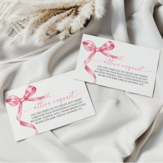 Anfragekarte für die rosa Bow-Attrappe Begleitkarte