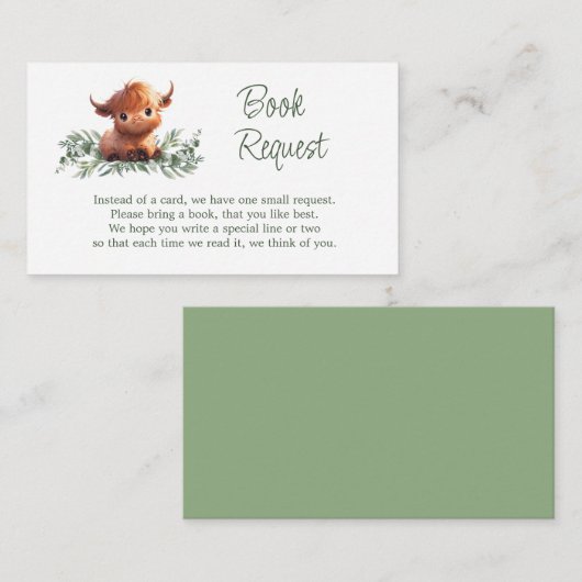 ANFRAGESTELLkarte FÜR DAS HOLY COW BUCH Begleitkarte (Vorne/Hinten)