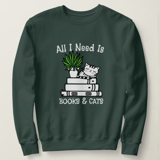Anführungszeichen für Bücher und Katzen - Lustige Sweatshirt (Design vorne)