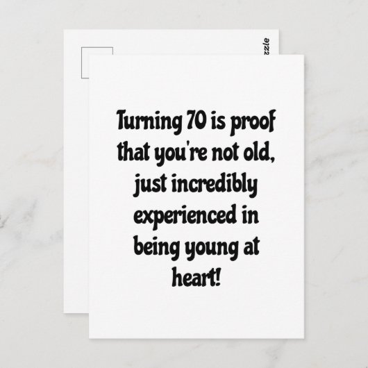 Anführungszeichen zum 70. Geburtstag Postkarte (Vorne/Hinten)