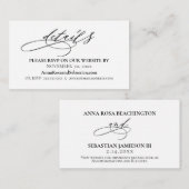 *~* Angaben Hochzeiten Website UAWG Einfache Einsc Begleitkarte (Vorne/Hinten)