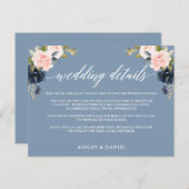 Angaben Hochzeitsstimmung Blautafel Rosa Blütenbla Postkarte (Vorne/Hinten)