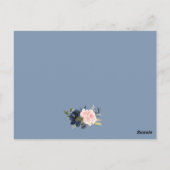 Angaben Hochzeitsstimmung Blautafel Rosa Blütenbla Postkarte (Rückseite)