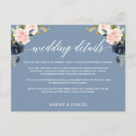 Angaben Hochzeitsstimmung Blautafel Rosa Blütenbla Postkarte