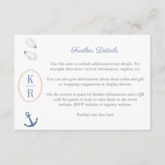 Angaben QR-Code für das Brautparty der Küstenmonog Begleitkarte (Vorderseite)