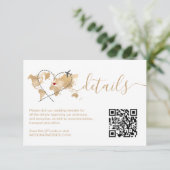 Angaben QR-Code für das Hochzeitziel Weltkarte RSVP Karte (Stehend Vorderseite)