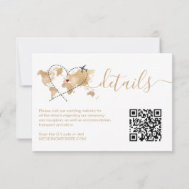 Angaben QR-Code für das Hochzeitziel Weltkarte RSVP Karte