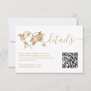 Angaben QR-Code für das Hochzeitziel Weltkarte RSVP Karte