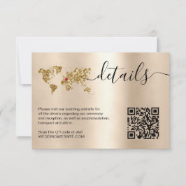 Angaben QR-Code für das Hochzeitziel Weltkarte RSVP Karte