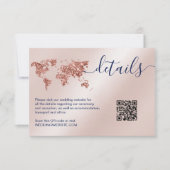 Angaben QR-Code für das Hochzeitziel Weltkarte RSVP Karte (Vorderseite)