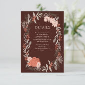 Angaben zu Boho Botanicals Brown and Cream Wedding Begleitkarte (Stehend Vorderseite)
