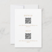 Angaben zu Boho Chic Gold und White QR Code RSVP Karte (Rückseite)