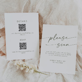 Angaben zu Boho Chic Green und White QR Code RSVP Karte
