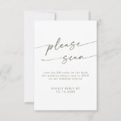 Angaben zu Boho Chic Green und White QR Code RSVP Karte (Vorderseite)