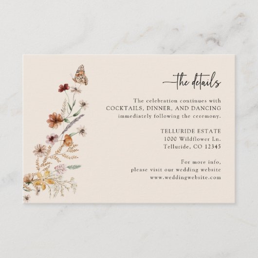 Angaben zu Boho Wedding Begleitkarte (Vorderseite)