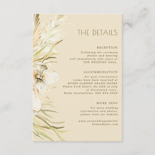 Angaben zu botanischen Hochzeitsgästen Begleitkarte (Vorderseite)