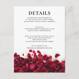 Angaben zu Hochzeiten von rote Rosen Begleitkarte
