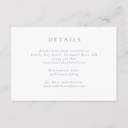 Angaben zu Minimalistischen Hochzeiten Begleitkarte (Vorderseite)