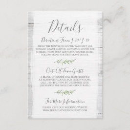 Angaben zu rustikalem Holz und botanischem Blattwe Begleitkarte