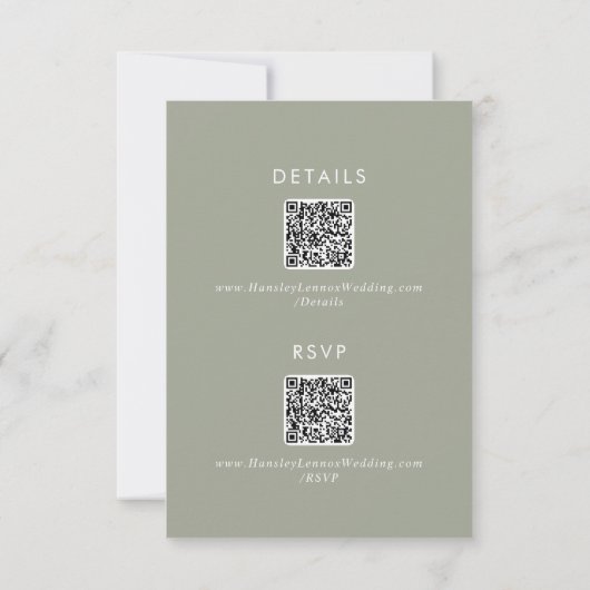 Angaben zum boho Chic Sage Green QR-Code RSVP Karte (Rückseite)