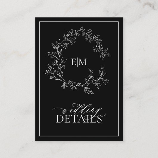 Angaben zum Hochzeitsgrad des Schwarz-weißen Wappe Begleitkarte (Vorderseite)