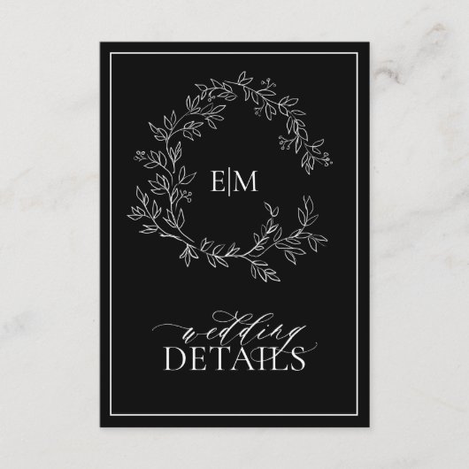 Angaben zum Hochzeitsgrad des Schwarz-weißen Wappe Begleitkarte (Vorderseite)