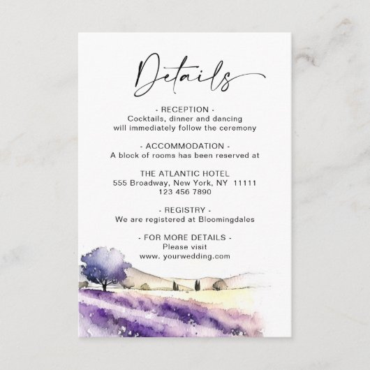 Angaben zum Hochzeitsgrad von Blume im Wasserfarbe Begleitkarte (Vorderseite)