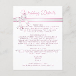 Angaben zum Hochzeitskalender mit weißem und rosa  Begleitkarte