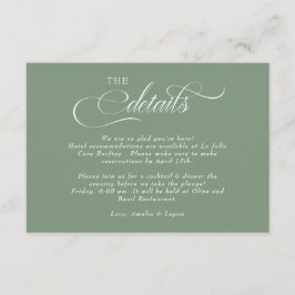 Angaben zum Hochzeitsschreiben Begleitkarte