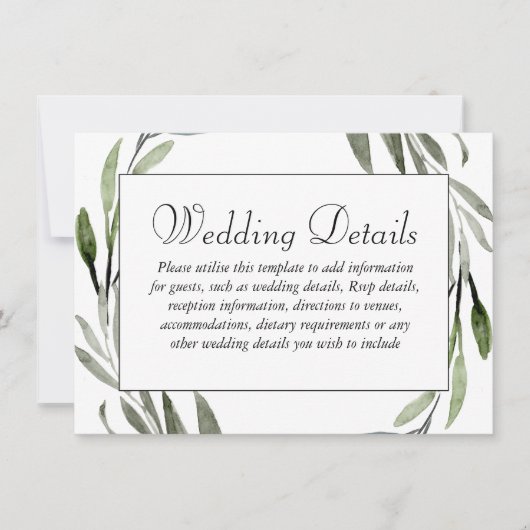 Angaben zum Hochzeitssehen im Wasserfarbenleder Einladung (Vorderseite)