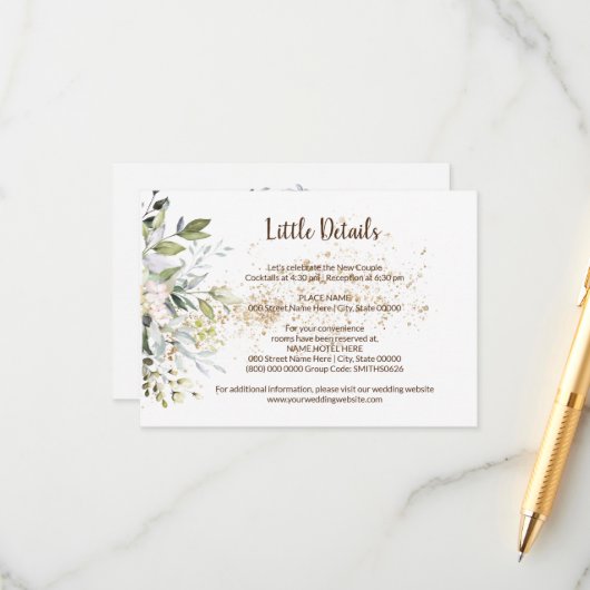 Angaben zum Hochzeitsstichtag für pflanzliches Bra Begleitkarte (Vorderseite/Rückseite Beispiel)