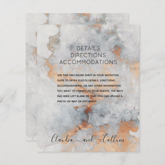 Angaben zum Hochzeitsstichtum für Kupferschmieden (Vorne/Hinten)