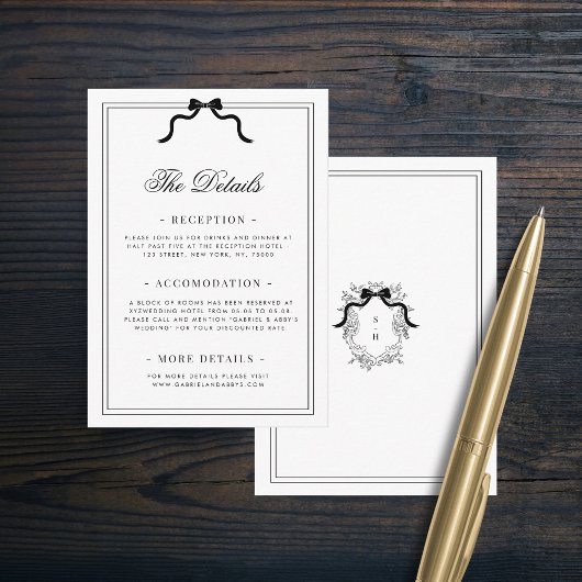 Angaben zum Hochzeitsszenario des französischen Ri Begleitkarte