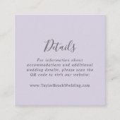 Angaben zum Lila QR-Code der Rustikalen Lavendel Begleitkarte (Vorderseite)