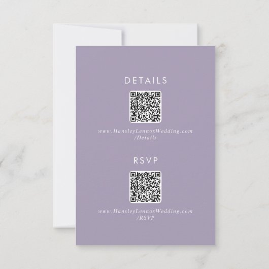 Angaben zum Lila QR-Code von Boho Chic Lavender RSVP Karte (Rückseite)