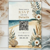 Angaben zum QR-Code für Coastal Chic Beach-Hochzei RSVP Karte