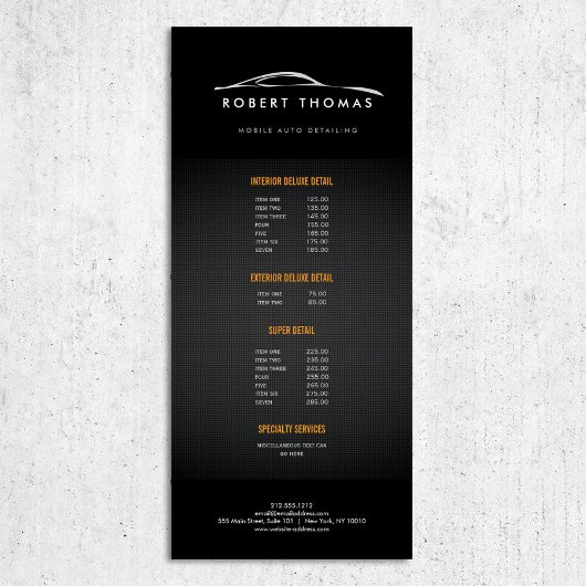 ANGABEN ZUM SCHWARZEN AUTO, AUTO-REPARATURKARTE WERBEKARTE